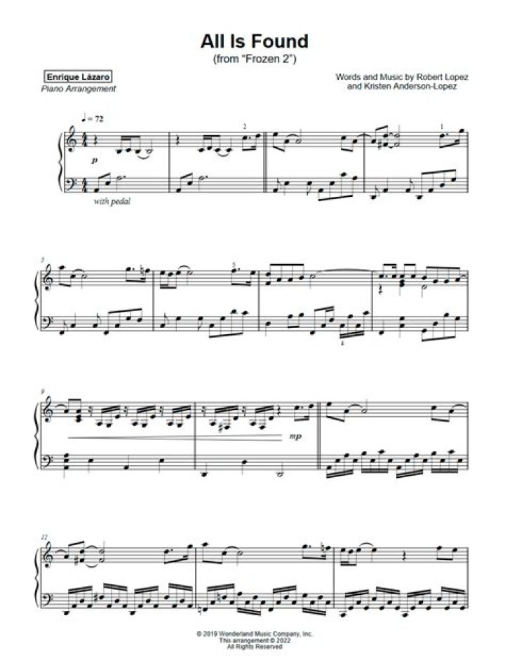 Free All Is Found Piano Sheet Music PDF Download