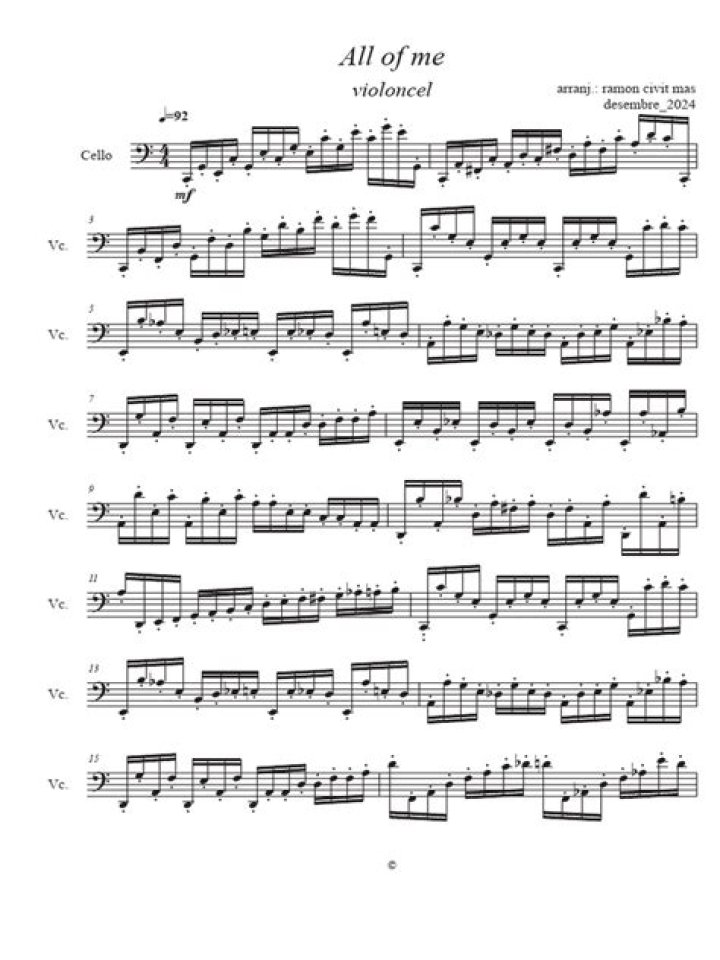 All of Me Cello Sheet Music PDF Download – Full Score in PDF