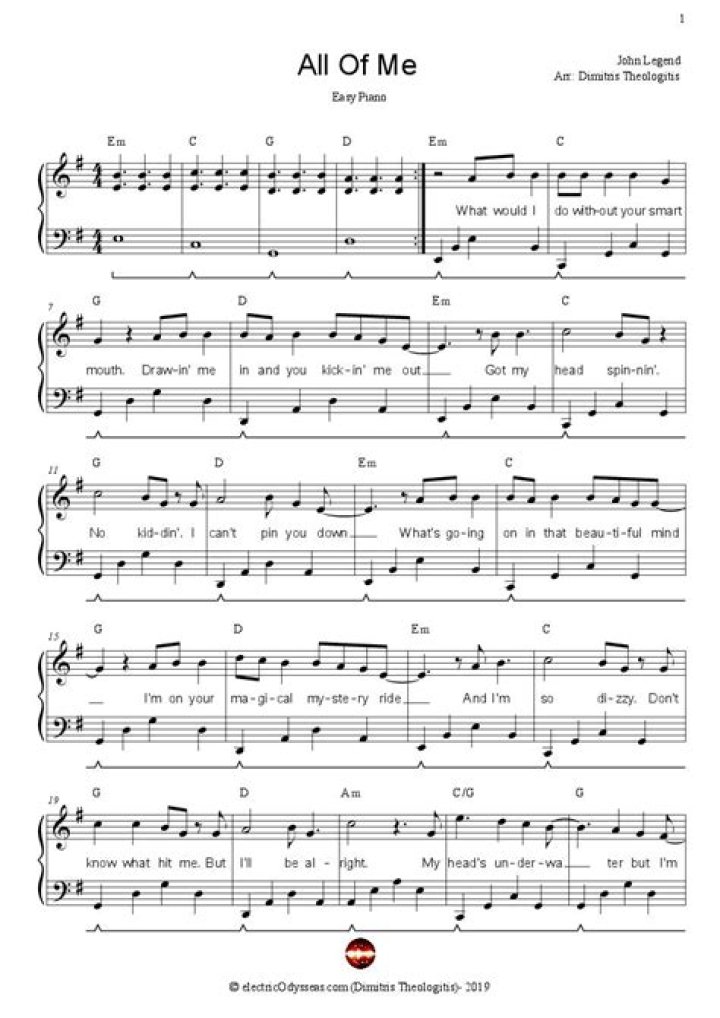 Free Easy Piano Sheet Music for 'All of Me' – Download PDF Now
