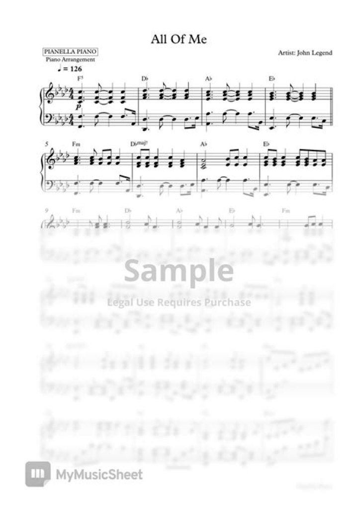 All of Me Piano Sheet Music PDF | Printable PDF for Beginners