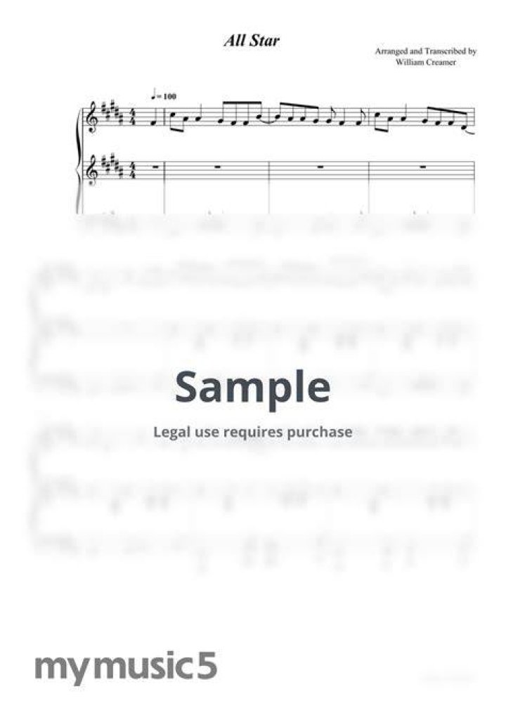 All Star Piano Sheet Music PDF – Download Now