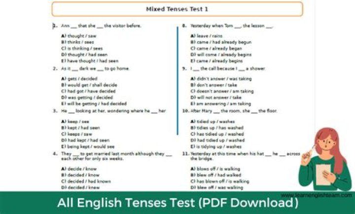All Tenses English Test PDF – Master Every Grammar Tense