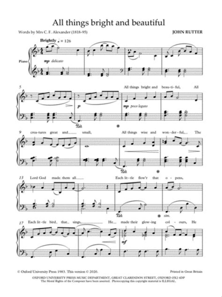All Things Bright and Beautiful Sheet Music PDF Free Download