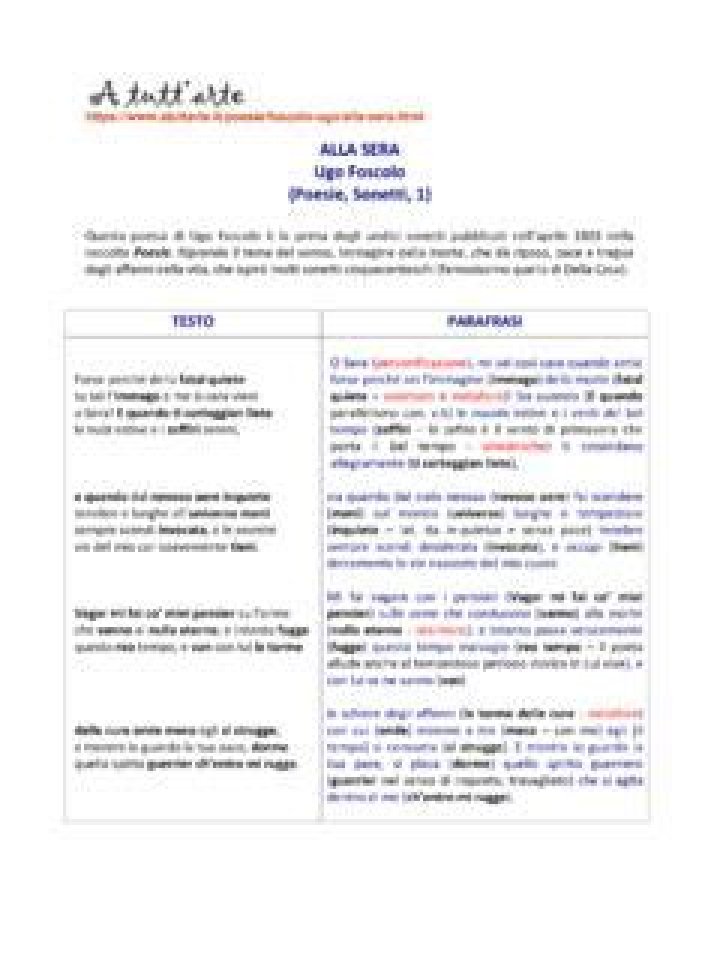 Alla Sera Testo PDF: Scarica Il Documento Completo Gratuito
