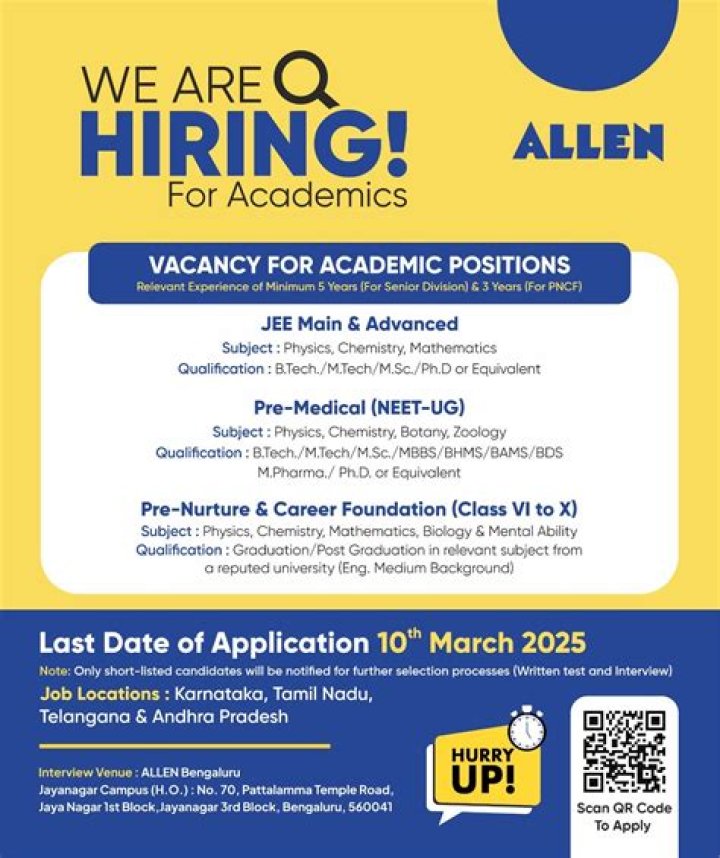 Allen Faculty Recruitment Test Papers PDF – Free Sample Exam Files