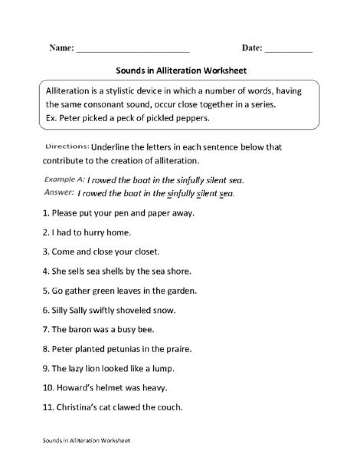 Alliteration Worksheets with Answers PDF – Instant Practice & Solutions