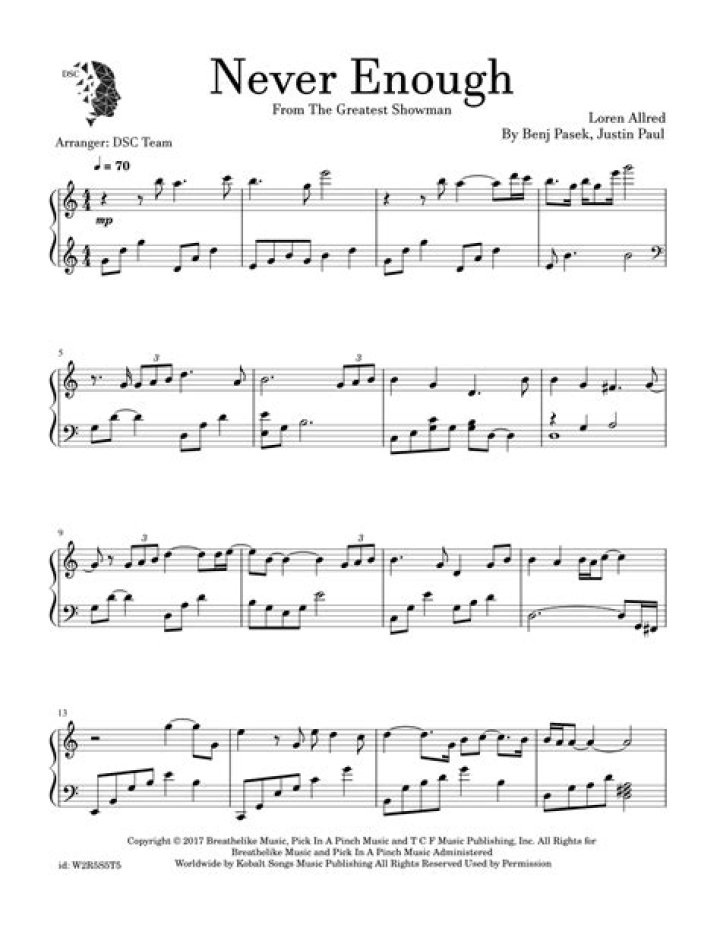 Almost Never Enough: Free Piano Sheet PDFs Download