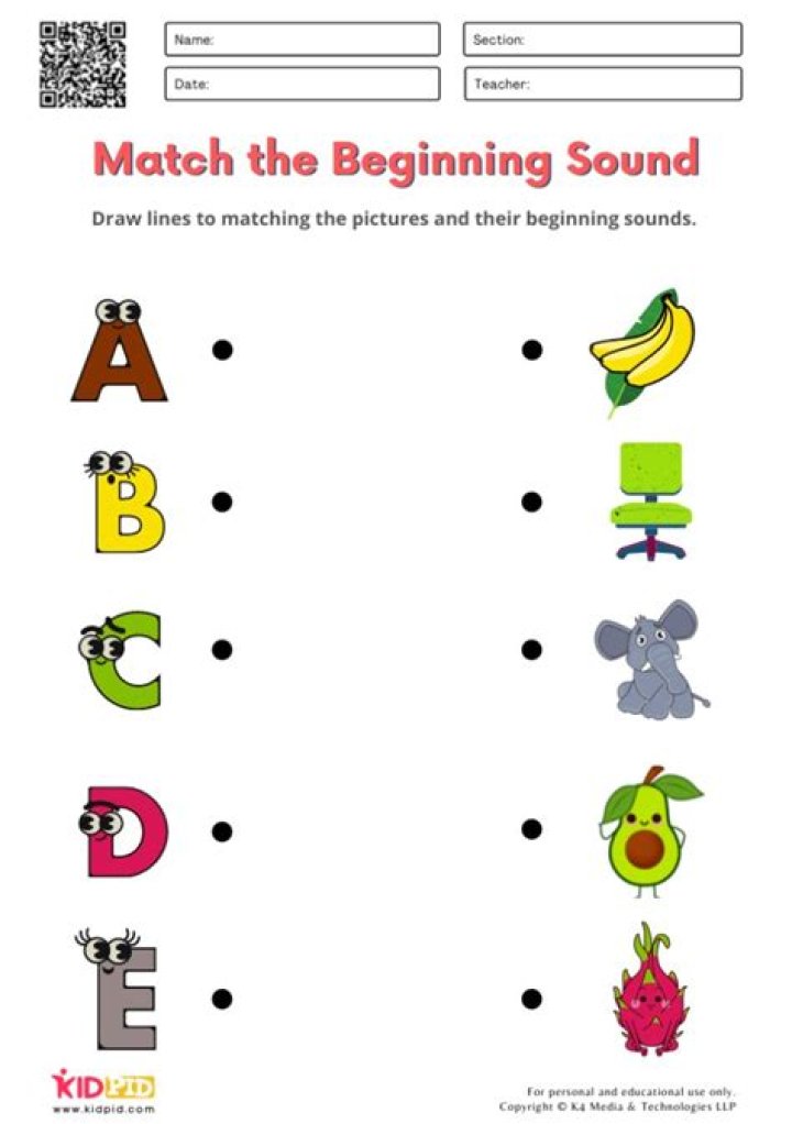 Free Alphabet Beginning Sounds Worksheets for Kindergarten PDF