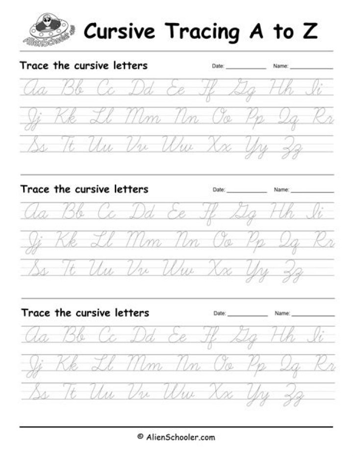 Alphabet Cursive Tracing Worksheets PDF for Free Download