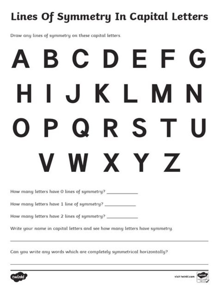 Alphabet Symmetry Worksheet PDF – Printable Symmetry Practice for Kids