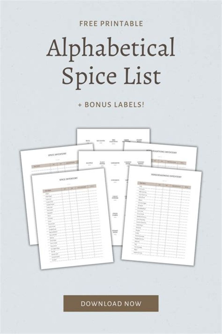 Alphabetical Spice List PDF – Download Complete Spices Directory