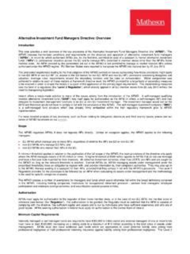 Alternative Investment Fund Managers Directive PDF: Compliance & Best Practices