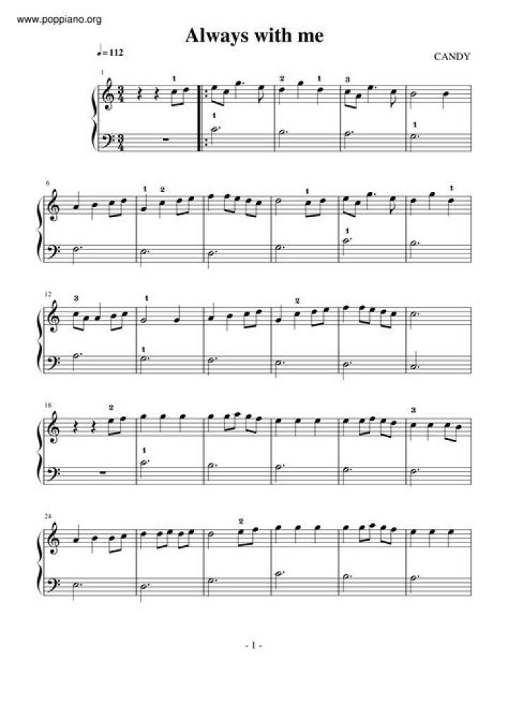 Always With Me Piano Sheet Music PDF – Download Instantly