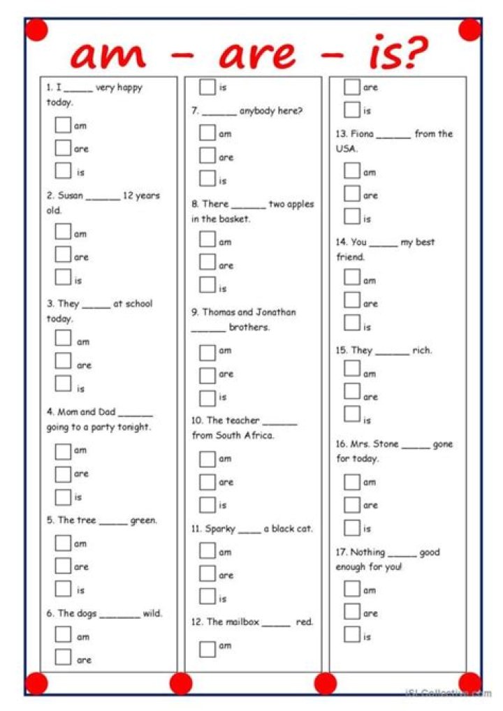 Am Is Are Test PDF – Instant Free Download
