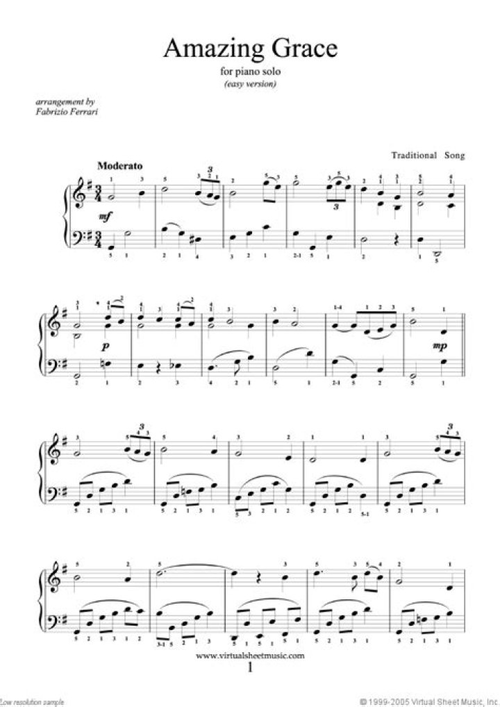 Amazing Grace Piano Sheet Music PDF Free Download | Instant Access