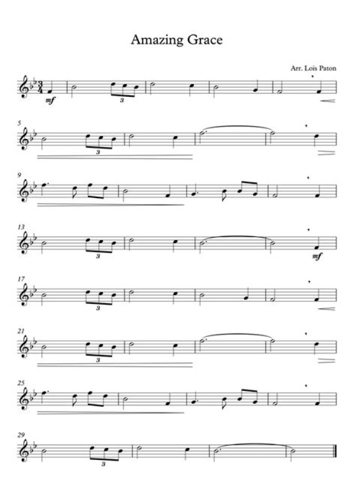 Amazing Grace Trumpet Sheet Music PDF for Instant Download
