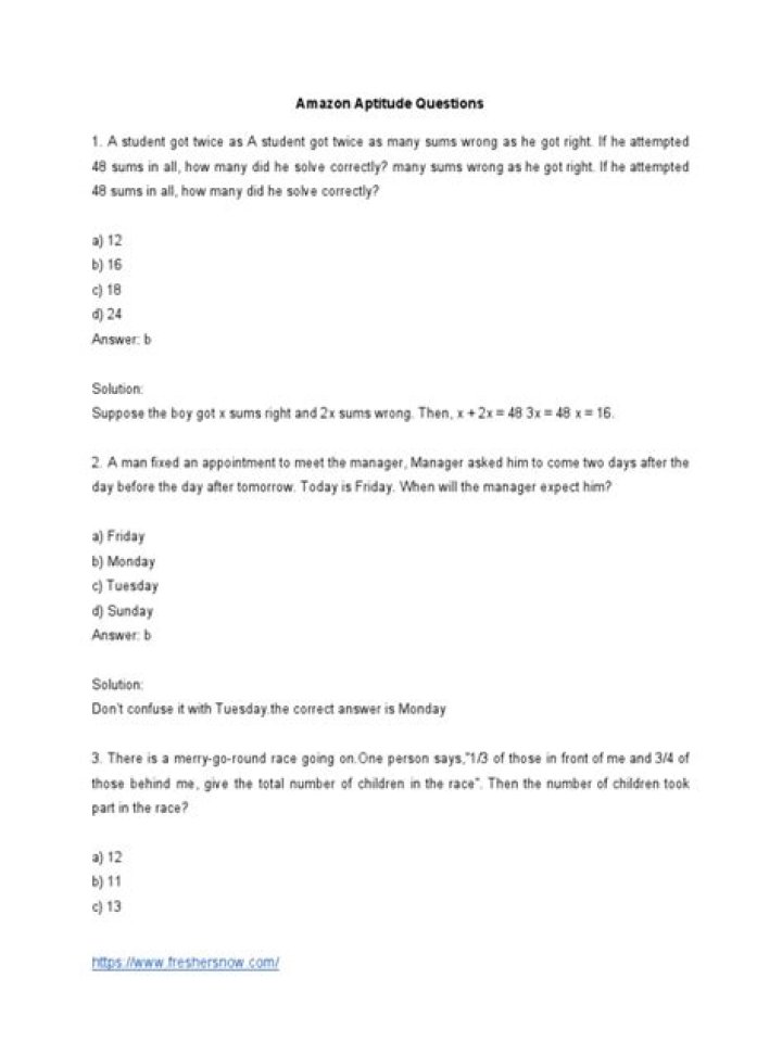 Top Amazon Aptitude Questions PDF: Test Your Knowledge