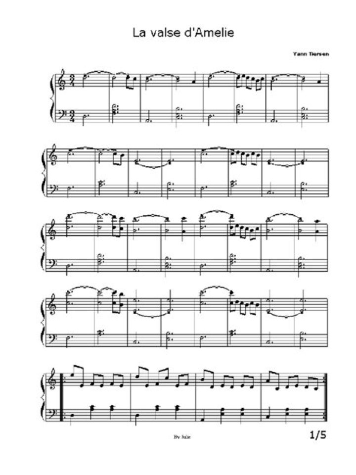 Amelie Theme Piano Sheet Music PDF – Download Now