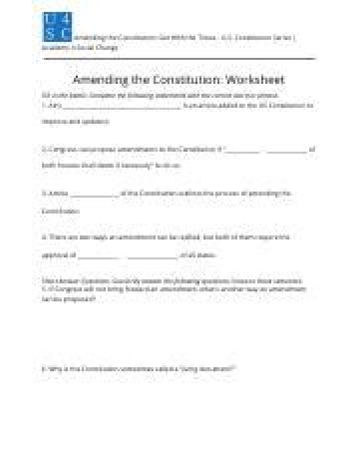 Free Amending the Constitution Worksheet PDF – Download Now