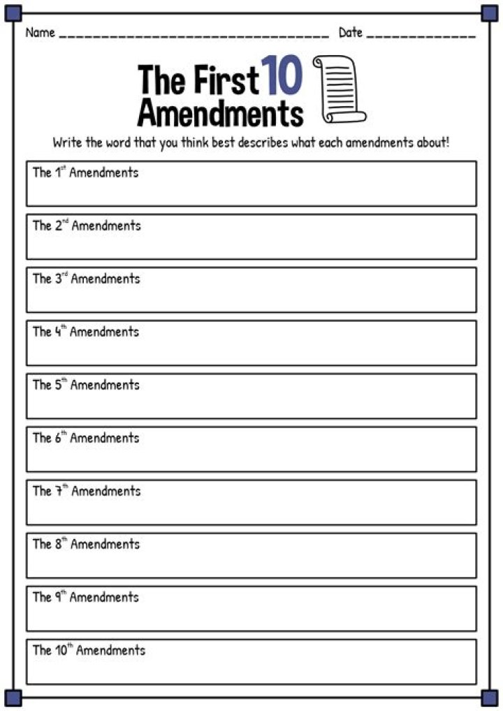 Free Amendment Worksheet PDF Download