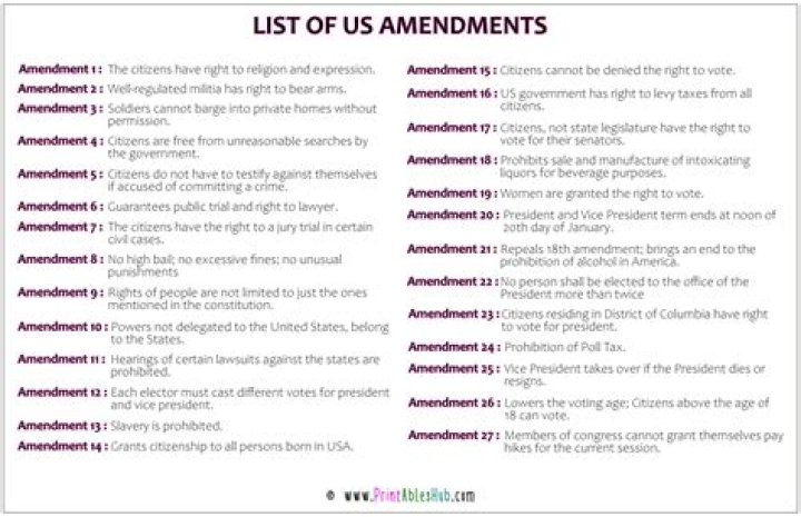 Free Amendments 11-27 Worksheet PDF for Legal Study
