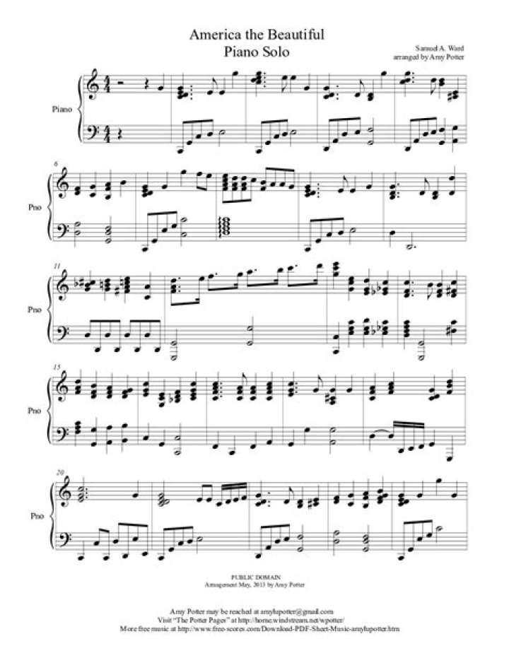 America the Beautiful Piano Sheet Music PDF Download