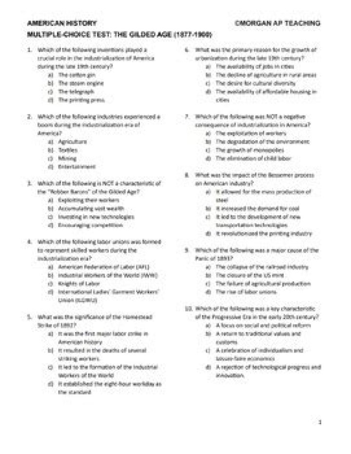 Complete American History Test PDF for Students