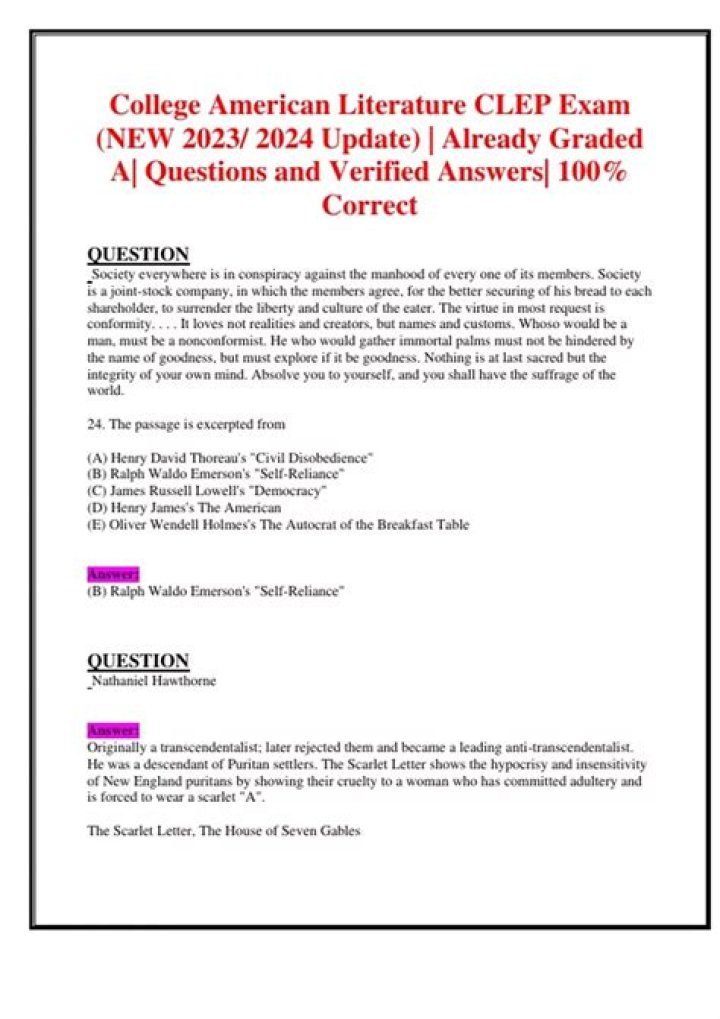 American Literature CLEP Practice Test PDF for Exam Success