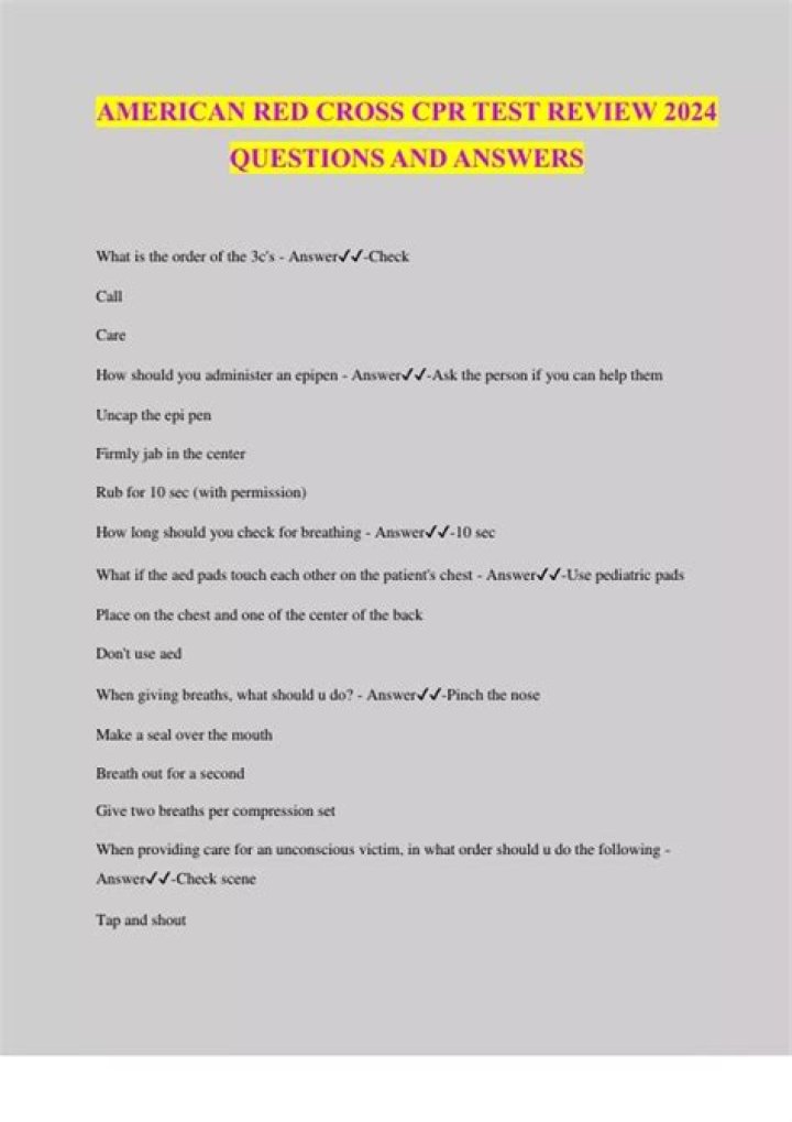 American Red Cross CPR Test Answer Key 2023 PDF – Official Study Guide
