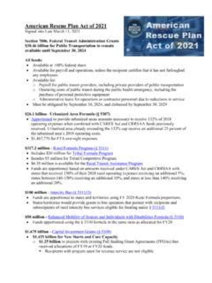 American Rescue Plan Act of 2021 PDF: Full Legislative Text & Key Details