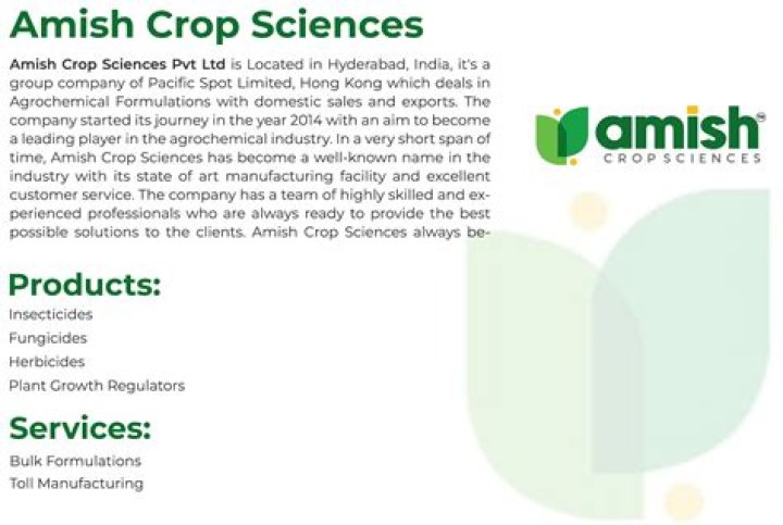 Amish Crop Sciences Pvt Ltd Products List & PDF: Full Crop Science Catalog