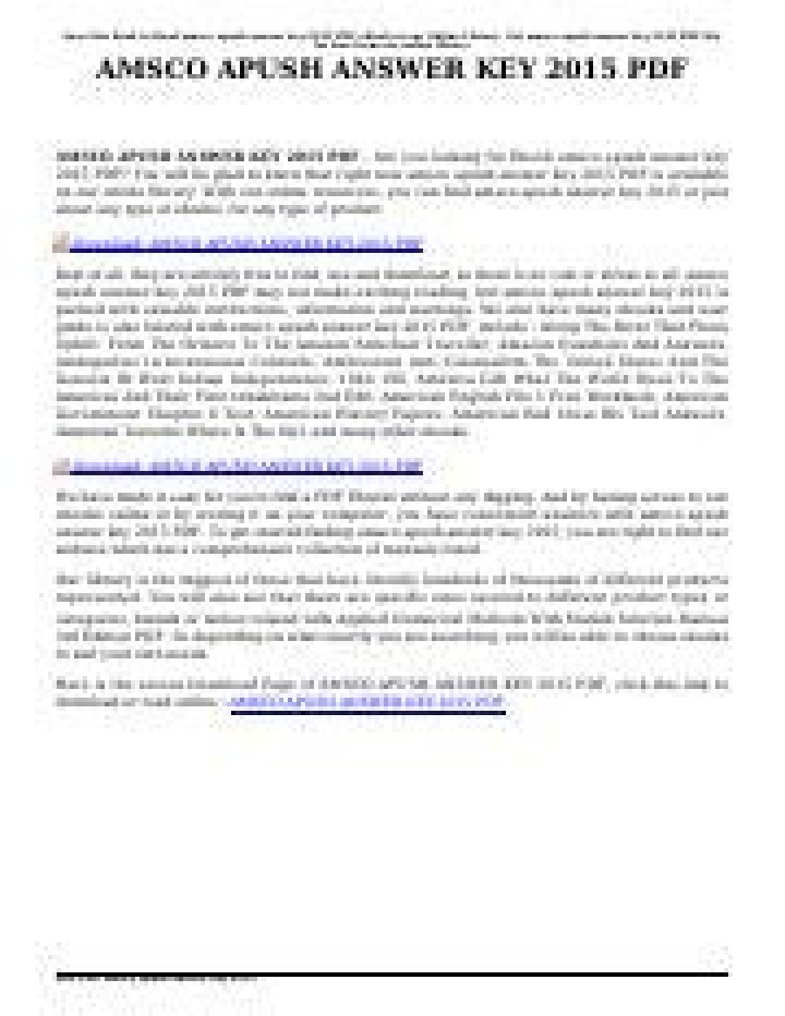 AMSCo APUSH 2015 Answer Key PDF Download