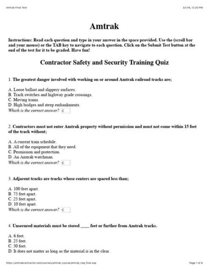 amtrak contractor test answers pdf: Pass the Exam with Confidence