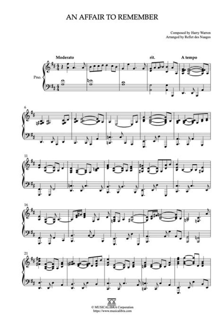 An Affair to Remember Piano Sheet Music PDF Download