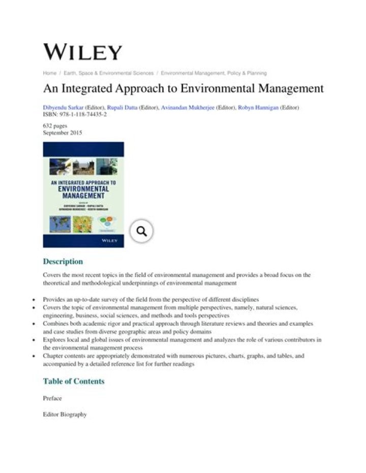 An Integrated Approach to Environmental Management PDF: Sustainable Strategies for a Healthier Planet