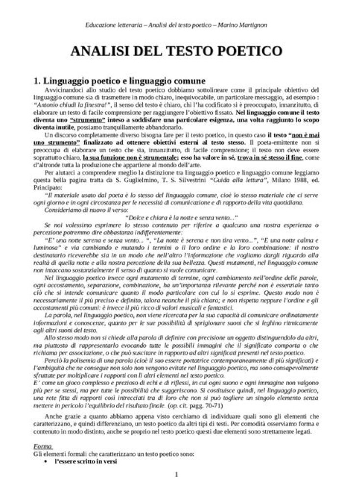 Analisi del Testo Poetico PDF: Metodo e Approfondimento Critico