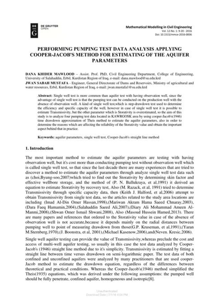 Pumping Test Data PDF Analysis: Key Insights & Interpretation