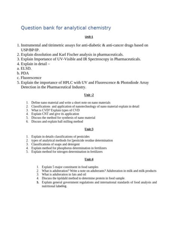 Analytical Chemistry Question Bank PDF: Practice Tests & Solutions