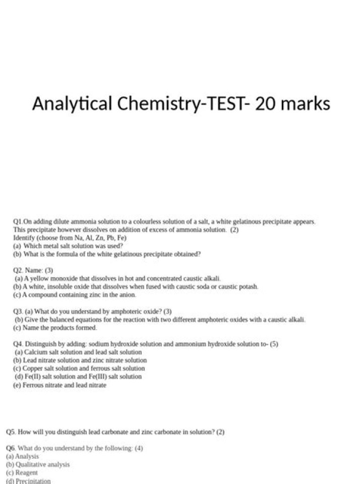 Analytical Chemistry Test PDF: Expert Guide & Sample Assessments