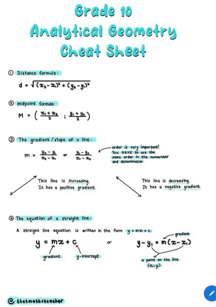 Grade 10 Analytical Geometry Test PDF – Practice & Solutions