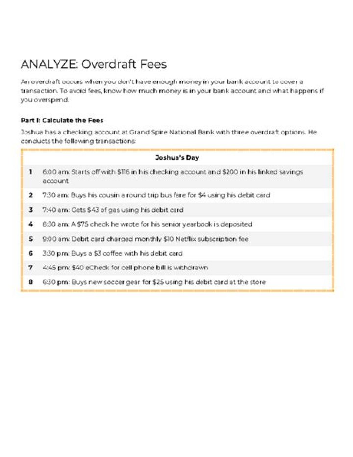 Analyze Overdraft Fees Answer Key Answer Joshua PDF – Free Guide