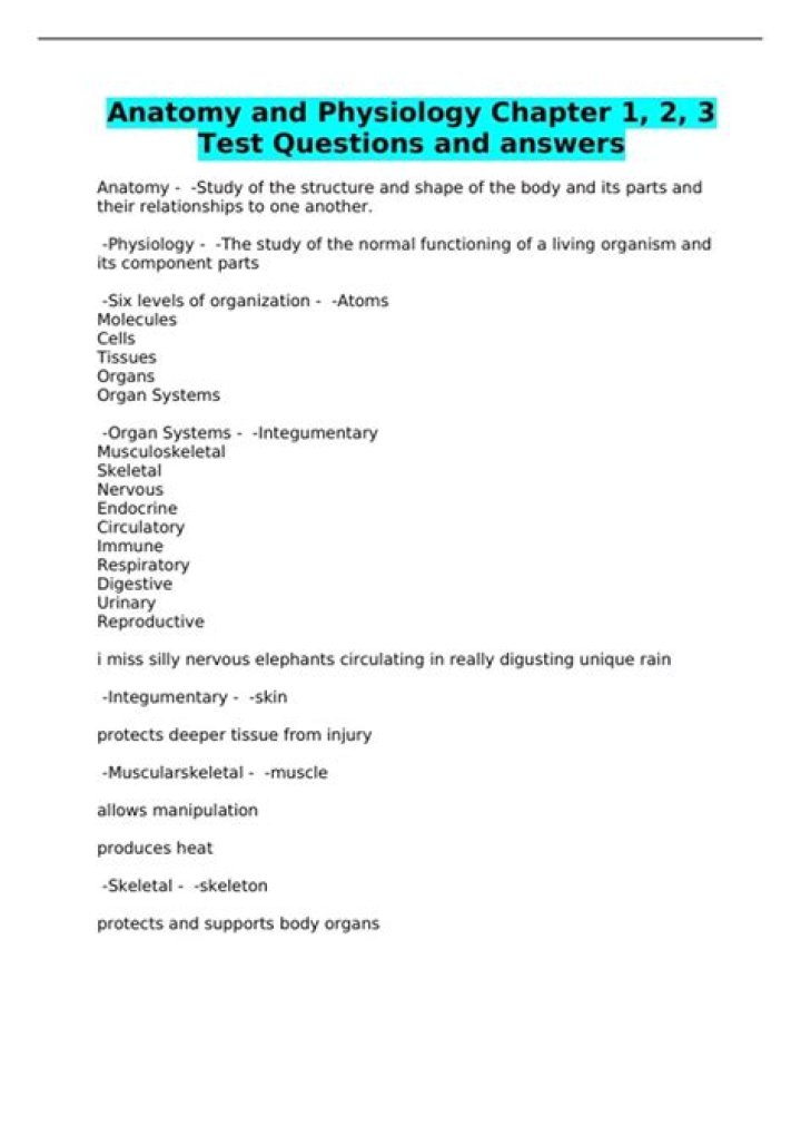 Anatomy and Physiology Chapter 6 Test PDF: Full Study Guide & Practice Quiz