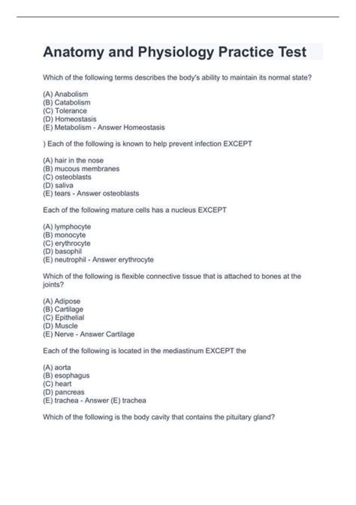 Anatomy and Physiology Tests PDF: Expert Practice & Study Guide