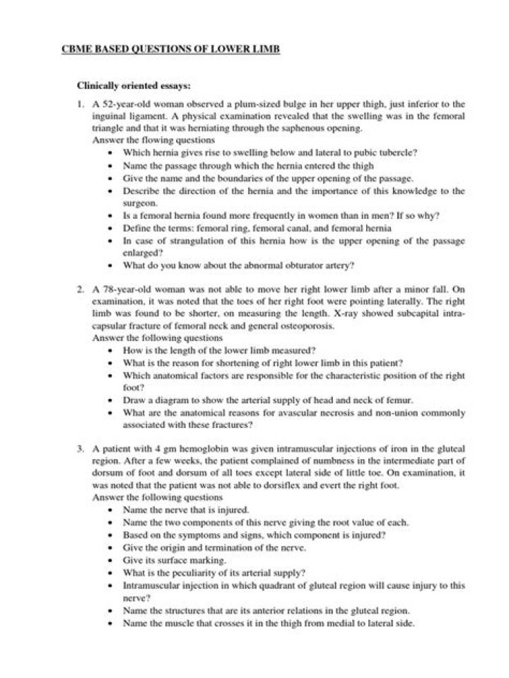Anatomy Clinical Questions PDF for Medical Students and Professionals
