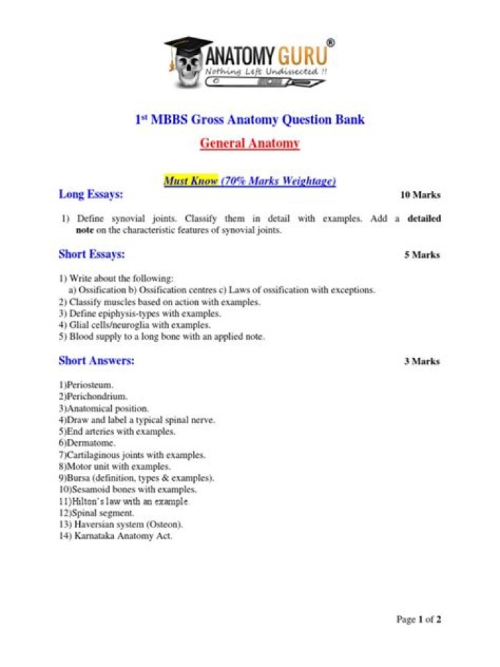 Anatomy Question Bank PDF – Instant Download for Medical Students