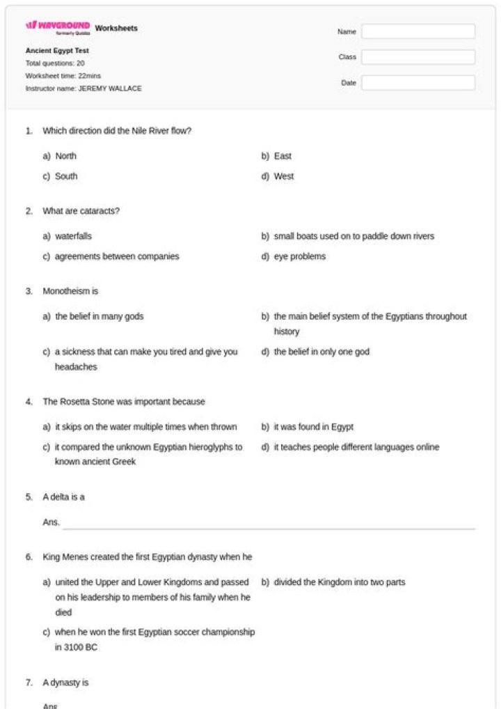 Ancient Egypt Test Questions PDF: Practice & Study Guide