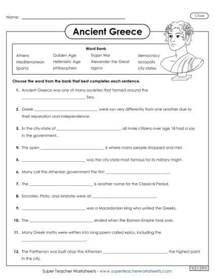Ancient Greece Worksheet PDF Answer Key with Answers