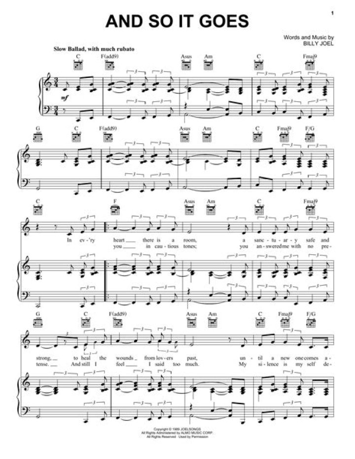 And So It Goes Piano Sheet Music PDF Download