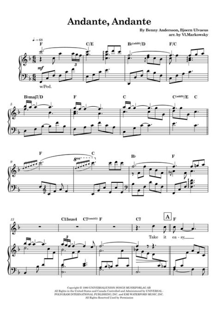 Andante Andante Piano Sheet Music PDF – Download Free Digital Score