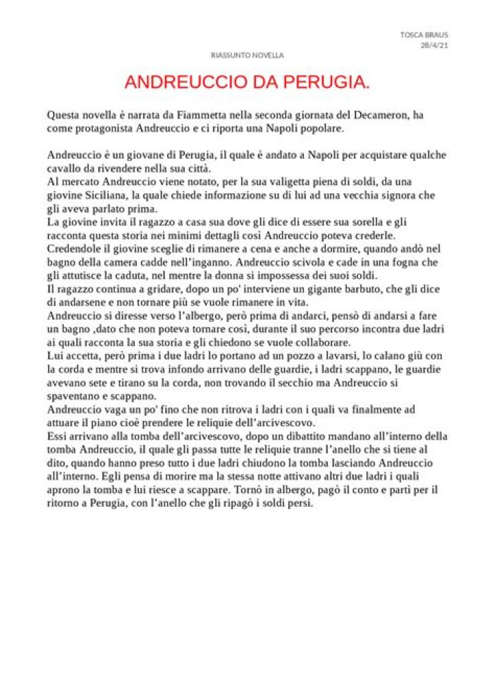 Andreuccio da Perugia: PDF Semplificato del Testo in Luce